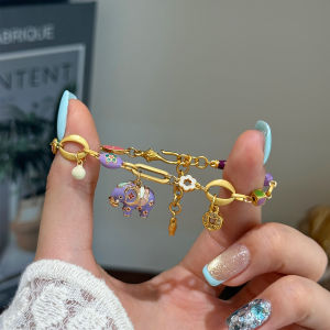 Fashion Gold Color Chain&Link Bracelet Women Sweet Strawberry Elephant Pendant Wristband Girl Birthday Gifts