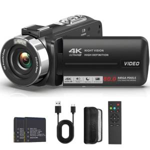4K Video Camera Camcorder Ultra 80MP Digital Camera Vlogging Camera for YouTube 3.0" IPS 270° Screen IR Night Vision Handheld DV