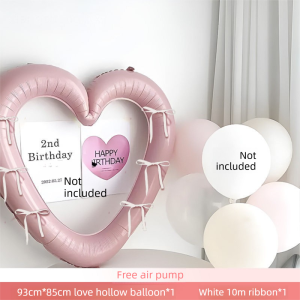 ETY | Birthday Party Photo Props Pink Heart Aluminum Frame Number Balloons