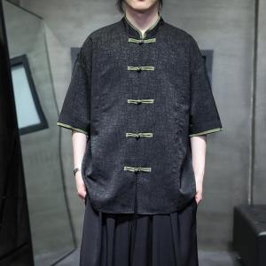 Chinese Shirts for Men Short Sleeve Streetwear Shirts Casual Knot Button Down Shirts Summer Beach Hawaiian Shirt for Men XXXXXL