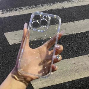 Soft Glitter Transparent Phone Case For iPhone 17 11 12 13 14 15 16 Pro Max 14 15 16 Plus Shockproof Silicone Clear Bumper Cover