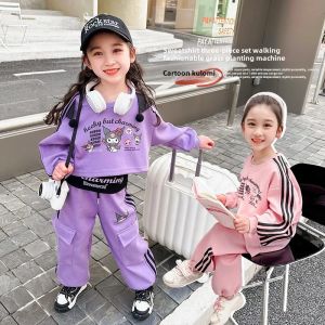 ZEEMIN Halloween Christmas New Anime Sanrio Kuromi Girls Autumn Winter Sweatshirt Sweatpants Casual Three Piece Suit Cartoon Girls Fashion Birthday Gifts