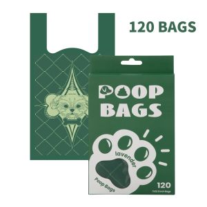120pcs/set Degradable Dog Poop Bag Portable Cat Poop Cleaning Bag with Handle Thickened deodorant Pet Waste Bags Dog Accessories
