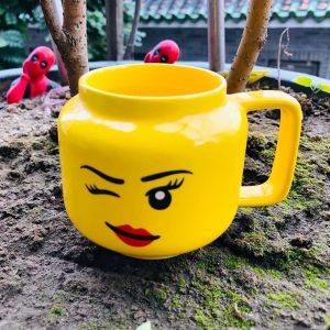 Smiley Face Ceramic Coffee MugExpression cup with Handlechildren cartoon head porcelain cupsCeramic Mugs gifts for family