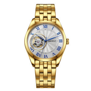 BERNY Top Automatic Luxury Men Watch NH38 Visible Window Business Casual 5ATM Stainless Steel Sapphire Mechanical Watch for Men