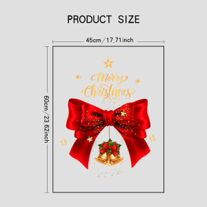 1 Piece 45Cm*60Cm Christmas Window Sticker a Glass Sticker with Bow and Bell Combination Holiday Party Atmosphere Scene Decoration Electrostatic Window Grille