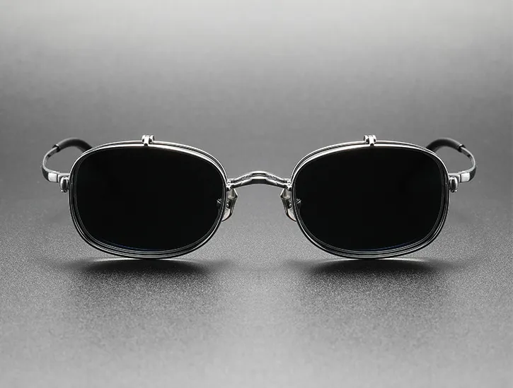 Polarized Sunglasses Frame Pure Titanium Flip Up Men Vintage