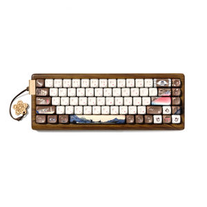 XVX MU68 FujiWave Theme Wooden Mechanical Keyboard Tri-Mode 65% Full Walnut Solid Case Hot-Swap Wireless Wood Keyboard QMK/VIA