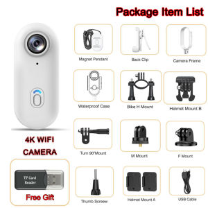 2025 Magnetic 4K POV Cam Small Sports Recorder Helmet Bike Mount Mini Cam Wireless Mic Ultra Portable DV Vlog Action Recording