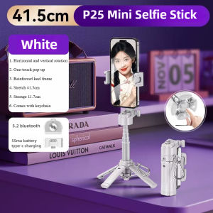 P25 Portable Selfie Stick Retractable Anti-shake Quadpod with Wireless Remote Compatible with IPhone/Android Phones