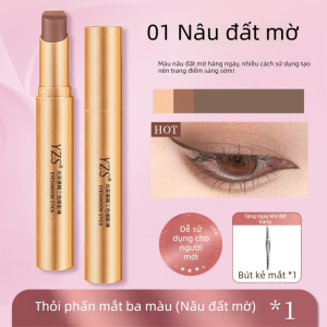 Thỏi phấn mắt HANSANCAI ba màu hiệu ứng lì lấp lánh ánh ngọc trai và bắt sáng