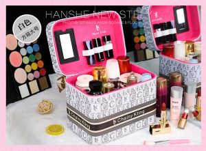 Retro fashion makeup bag New multi-layer large capacity makeup case Travel portable cosmetics storage box five models