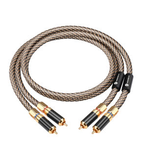 One Pair HiFi RCA Audio Cable OFC Mixed 99.9999% Silver 2 RCA Male to 2RCA Male Cable for Amplifier Mixer Speaker
