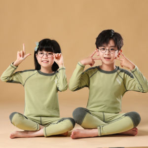 Fashion Kids Pajamas Sets Autumn Winter Warm Underwear Suit Splicing Sleepwear Homewear For 3-16Y Boy Girl Pajamas Teens Clothes