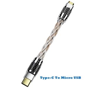 Hifi Type C Micro USB Headphone Adapter OTG Converter 4N Pure Silver Audio Amplifier Sound Card USB C Data Cable Earphone type-c