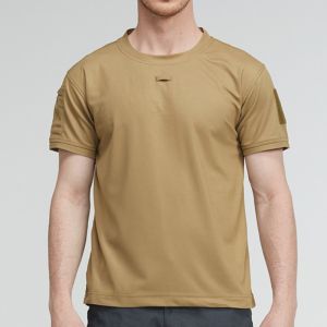 Tactical Mens Tee Shirt Round Neck Solid Shirt Short Sleeve Breathable Quick-drying Casual Shirt Outdoor Casual Workout Tops