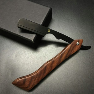 wooden trimmer manual shaver professional straight edge stainless steel sharp barber razor folding shaving blade shave beard cut