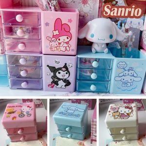 Halloween Christmas Sanrio Hello Kitty Desktop Drawer Storage Box Cartoon Pen Holder Multifunction Kawaii Cosmetic Jewelry Plastic Organizer Case