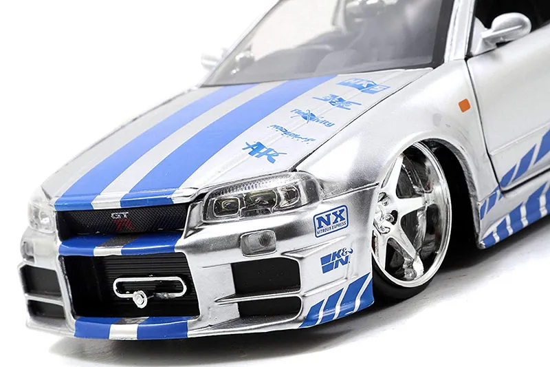 All 1:24 Fast And Furious Nissan Skyline Gtr R34 Mitsubishi Diecast Metal  Alloy Model Car Toys For Kids Toy Gift Collection