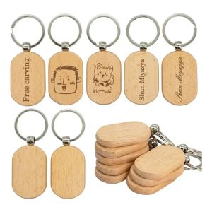 1PCS Free Custom Logo Wooden Keychain with Leather Accent for Personalized Engraving Keychain Blanks