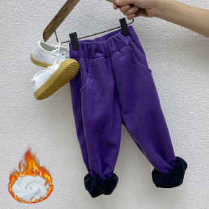 Boys Girls Corduroy Pants Kids Fleece-lined Winter Trousers Children Fashion Padded Sweatpants Toddler Thicken Casual Pants