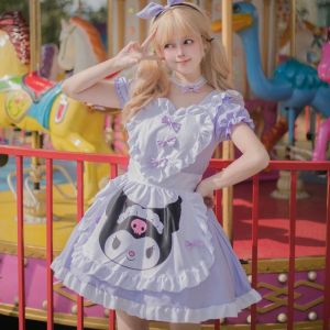 SHUNAICHI Halloween Christmas Anime Sanrio Kuromi Costumes Lolita Princess Dresses Student Cute Long Sleeve Lolita Angel Print OP Lolita Dress Fairy Style