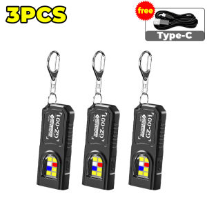 1/5PCS Waterproof LED Keychain Flashlight Portable Strong Light Flashlight USB Rechargeable Outdoor Pocket Clip Camping Lamp