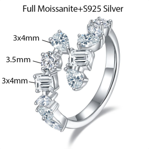 OEVAS 2.6cttw Full Moissanite Rings 100% 925 Sterling Silver for Women Wedding Sparkling Lab Diamond Fine Jewelry