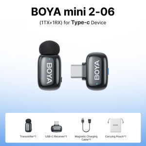 BOYA Mini 2 Wireless Lavalier Microphone AI Noise Reduction Mini Mic for iPhone 6-14/15-17 USB-C Android Phone Video Recording