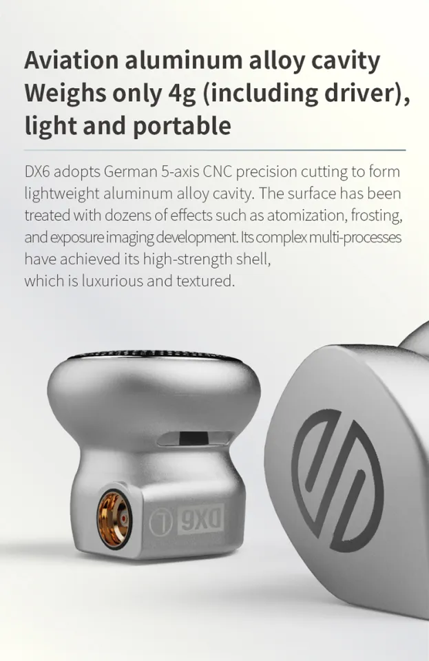 BGVP DX6 Flat Head Plug Earburd Bass Metal In Ear Earphone Super