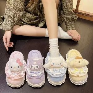 ZEEMIN Halloween Christmas Sanrio Hello Kitty Slippers Cartoon Kuromi Cinnamoroll Autumn and Winter Warm Cotton Soft Home Shoes Fashion Home Holiday Gifts