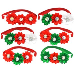 HBESTY 50Pcs/Lot Christmas Pet Bow Tie & Head Flower Set | Dog Cat Bow Ties  Festivel Mascotas Perros Accesorios Party Pet Accessories