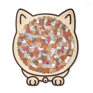 Unique Wooden Cat Jigsaw Puzzle - Aesthetic Animal Shape Decor Stress Relief Educational Toy for Kids Adults Gift