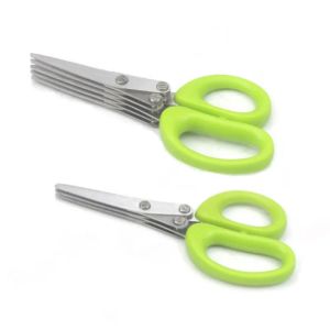 3 / 5 Layer Multi Stainless Steel Scallion Scissors Vegetable Salad Chopping Tool Utility Kitchen Cutter Shears Accessories