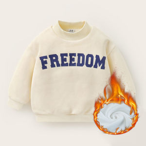 Boys Padded Hoodies Winter Autumn Thickened Kids Sweatshirts Childrens Warm Plus Velvet Tracksuit Infant Letter Clothing 2-8Y