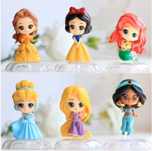 Christmas Gifts: Disney Q Posket Princess Figure Toys & Transparent Pentagram Base Dolls