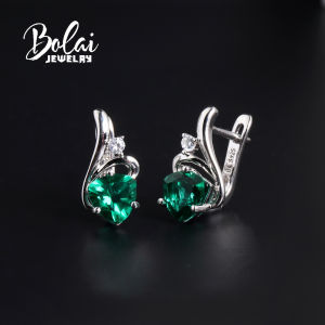 Delicate Gorgeous Earrings created triangle 7.0mm emerald Nano 925 sterling silver jewelry for womens banquet and birthday gift