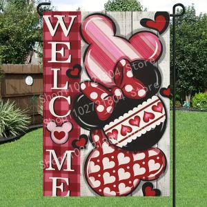 Christmas gifts Welcome Mickey Mouse House Flag Cute Romantic Garden Courtyard Decoration Valentines Day Event Party Holiday DIY Decorations