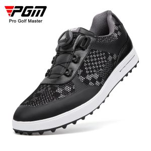 PGM Men Golf Shoes Knob Shoelaces Anti-side Slip Waterproof Mens Sports Shoes Black Sneakers XZ224