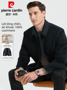 Pierre Cardin | Áo Khoác Mùa Đông 100% Cashmere Có Lót Lông Chồn