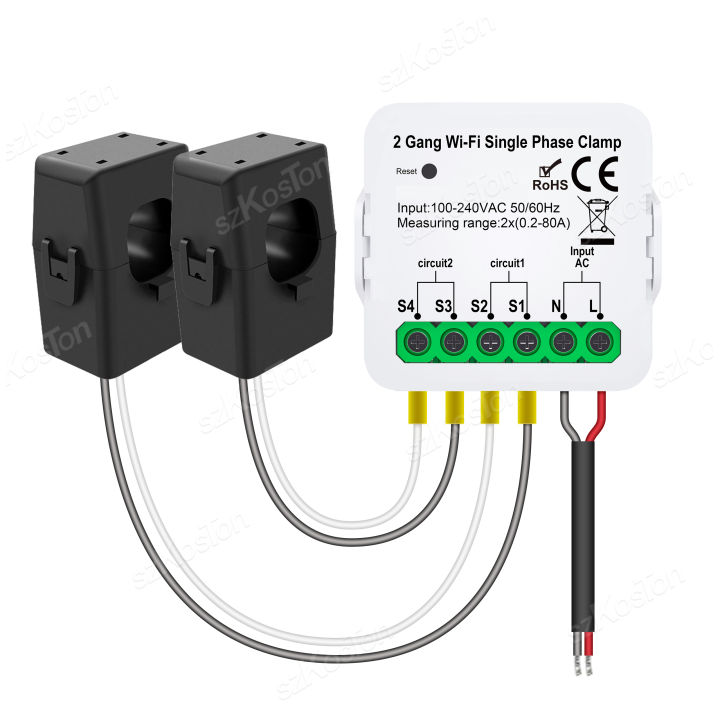 Electrical Sensor Monitor Tuya Wifi Smart Meter Current Transformer Sensor Monitor Power 1/2 ...