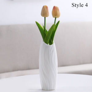 1PC Decorative Vase Living Room Plastic Dry Flower Bottle Flower Vases Printed Circular Modern Home Decoration Room Decor
