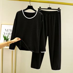 New Autumn/winter Womens Warm Autumn Clothing and Trousers Long-sleeved Pajamas Plus Size Loungewear.