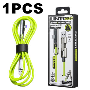 3in1 Portable 240W Fast Charging Cable With Dual Interface and Foldable Stand Thickened Type-C for Gaming & Office Desk