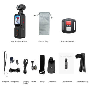 K28 5K Ultra Clear Handheld Action Camera 270°Rotating Lens 1.69-inch Face Recognition Automatic Follow Shot Sports Thumb Camera