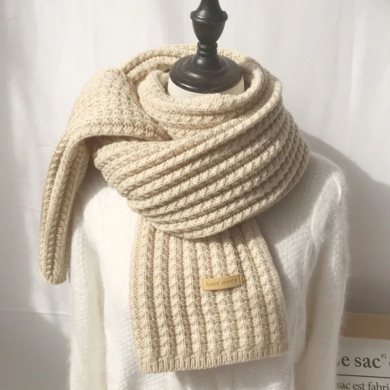 Winter Warm Knitted Scarf For Women Girl Fashion Korean Solid