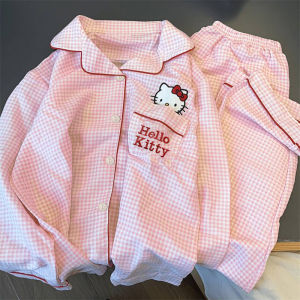 New Anime Sanrio Short Pajamas Hello Kitty Kuromi Kawaii Cartoon Loose Sleepwear Pajamas Sets Short Clothes Girl Birthday Gifts