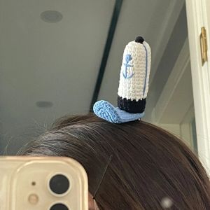 ZEEMIN Halloween Christmas Kawaii Spongebob Knitting Krusty Krab Employee Hat Hairpin Cute Cartoon Anime Girl Hairpin Cos Gift