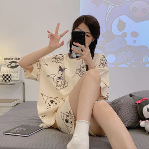 2026 Pajamas Womens Summer Short-Sleeved Pure Thin Korean version Lovely Home Clothes Two-piece Suit Summer