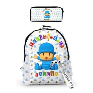 ZEEMIN Halloween Christmas Animation Small P Youyou Pocoyo Digital Printing Backpack Student Schoolbag Color Printing Two-piece Bag Men and Women Models